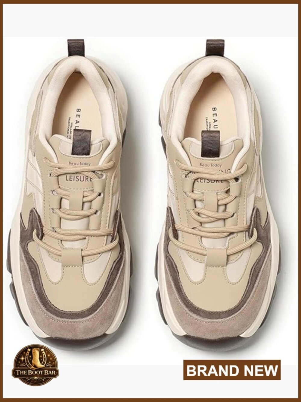 Chunky Leather Sneakers, Lace-Up Dad Shoes, Comfortable Fashion Tennis Shoes